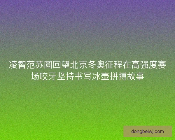 凌智范苏圆回望北京冬奥征程在高强度赛场咬牙坚持书写冰壶拼搏故事